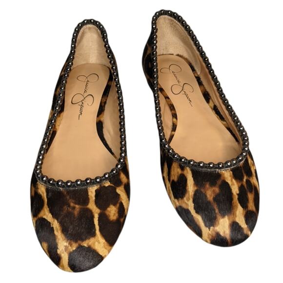 Jessica Simpson Gillian Calf Hair Cheetah Black Flat Leopard sz 9 - Picture 3 of 5